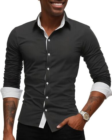 Men's Athletic-Polo-Shirt Casual Long Sleeve Regular Fit Shirt in Saudi Arabia