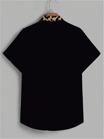 Men's Leopard Print Tops Button Down Short Sleeve Summer Cheetah Shirts Casual Trendy Top in Saudi Arabia