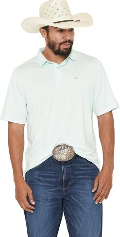Cinch Men's Light Blue Short Sleeve Polo in Saudi Arabia