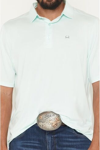 Cinch Men's Light Blue Short Sleeve Polo in Saudi Arabia