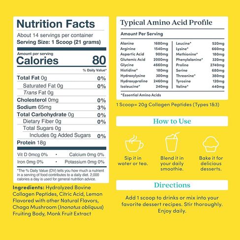 Further Food Lemon Collagen Peptides Powder, Grass-Fed Pasture-Raised Hydrolyzed Type 1 & 3 Protein, Gut Health + Joint, Hair, Skin, Nails, Paleo Keto Sugar-Free 10.50 oz in Kuwait