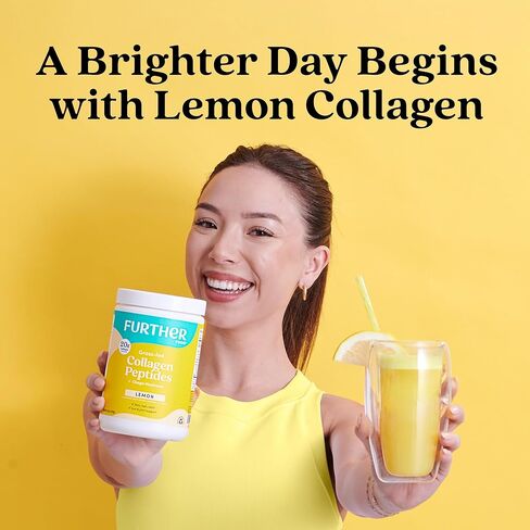 Further Food Lemon Collagen Peptides Powder, Grass-Fed Pasture-Raised Hydrolyzed Type 1 & 3 Protein, Gut Health + Joint, Hair, Skin, Nails, Paleo Keto Sugar-Free 10.50 oz in Kuwait