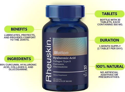 Motion – Advanced Joint Support: Hyaluronic Acid + Glucosamine + Curcumin + Type II Collagen – Flexibility, Mobility & Comfort – 30 Caplets 850 mg in Saudi Arabia