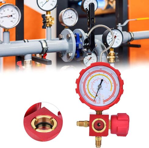 مجموعة قياس متعددة للتكييف، أداة تبريد HVAC - من 30 إلى 800 رطل لكل بوصة مربعة، مقاييس الضغط العالي مع منافذ G1/4 بوصة لشحن غاز التبريد والتشخيص in Saudi Arabia