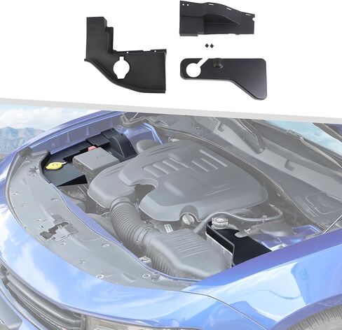 Jimen Fit for Dodge Challenger 2015-2023, 3PCS Engine Wire Dust Cover & Coolant Tank Cover & Windshield Washer Tank Cover Trim Kits (Black) in Saudi Arabia