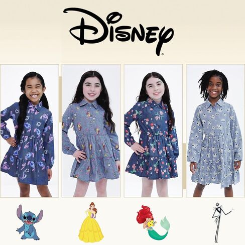 Disney Floral Girls Chambray Dress Toddler to Big Kid Sizes (2T - 16) in Saudi Arabia