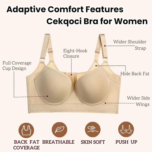 Women's Push Up Bra Hide Back Fat Full Coverage Bras with High Support Plus Size T-Shirt Bra for Smoothing Back in Saudi Arabia