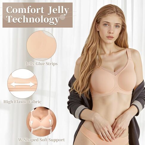 DODOKIE Bras for Women no Underwire, Supportive Seamless Bralette with Adjustable Wide Straps-Full Coverage Wireless Push Up in Saudi Arabia