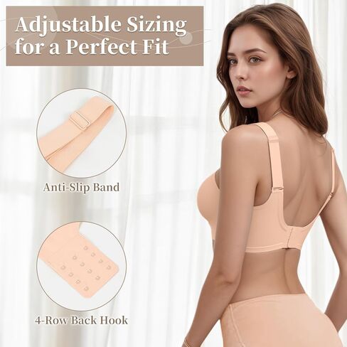 DODOKIE Bras for Women no Underwire, Supportive Seamless Bralette with Adjustable Wide Straps-Full Coverage Wireless Push Up in Saudi Arabia