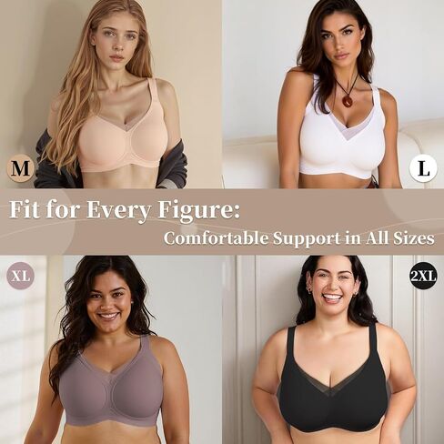 DODOKIE Bras for Women no Underwire, Supportive Seamless Bralette with Adjustable Wide Straps-Full Coverage Wireless Push Up in Saudi Arabia