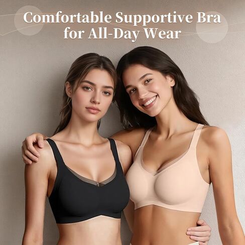DODOKIE Bras for Women no Underwire, Supportive Seamless Bralette with Adjustable Wide Straps-Full Coverage Wireless Push Up in Saudi Arabia