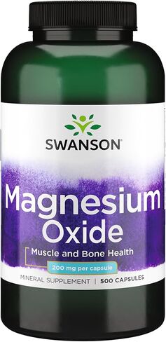 Swanson Magnesium Bone & Muscle Health Support 200 Milligrams (2 Caps per 400 mg Serving Magnesium Oxide) 500 Capsules in Saudi Arabia