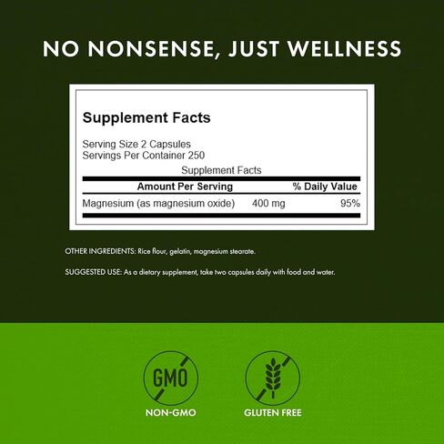 Swanson Magnesium Bone & Muscle Health Support 200 Milligrams (2 Caps per 400 mg Serving Magnesium Oxide) 500 Capsules in Saudi Arabia