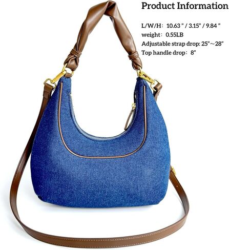 Denim Shoulder Bags for Women,Crescent Denim Crossbody Bags,Top Handle Jean Purse in Saudi Arabia