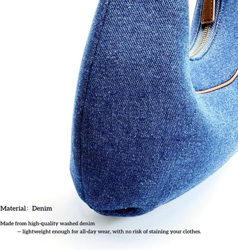Denim Shoulder Bags for Women,Crescent Denim Crossbody Bags,Top Handle Jean Purse in Saudi Arabia