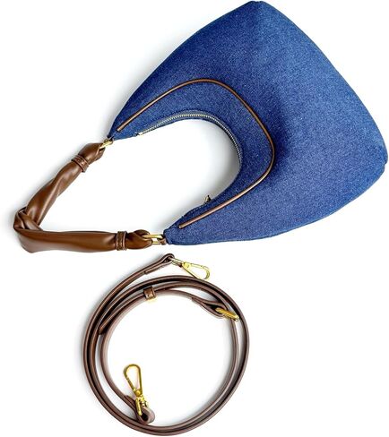 Denim Shoulder Bags for Women,Crescent Denim Crossbody Bags,Top Handle Jean Purse in Saudi Arabia