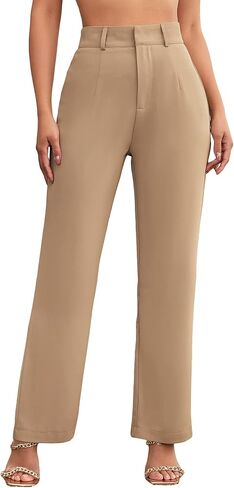 SweatyRocks Women's Elegant High Waist Solid Long Pants Office Trousers in Saudi Arabia