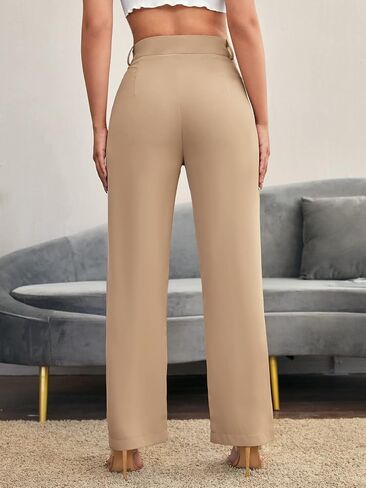 SweatyRocks Women's Elegant High Waist Solid Long Pants Office Trousers in Saudi Arabia