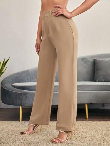 SweatyRocks Women's Elegant High Waist Solid Long Pants Office Trousers in Saudi Arabia