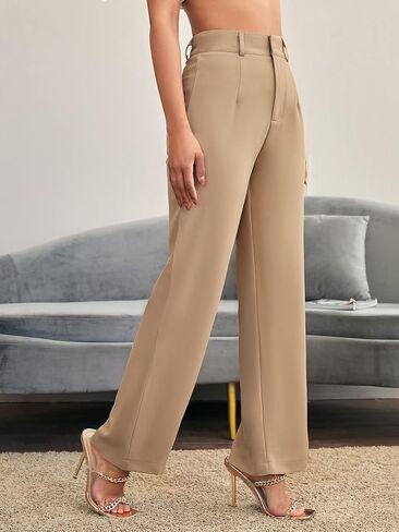 SweatyRocks Women's Elegant High Waist Solid Long Pants Office Trousers in Saudi Arabia