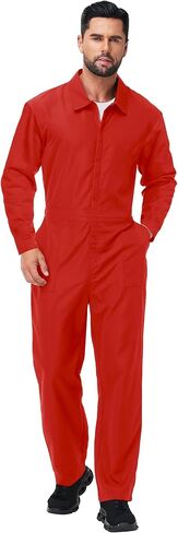 Men's Halloween Long Sleeve Zipper Jumpsuit Mechanic Work Costume Solid Color Coveralls in Kuwait