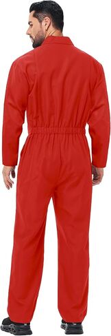 Men's Halloween Long Sleeve Zipper Jumpsuit Mechanic Work Costume Solid Color Coveralls in Kuwait