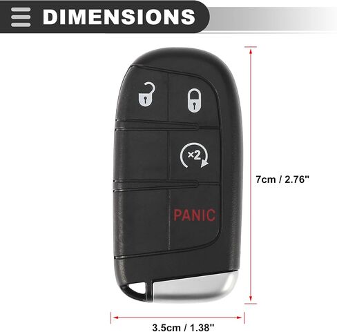 Motoforti Car Keyless Entry Remote, for Dodge Journey 2011-2018, M3N-40821302, Plastic Metal, Black, 1 Pcs in Saudi Arabia