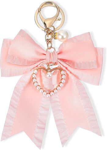 Bow Purse Keychain with Pearl Charm, Cute Bag Charm for Women Large Bow Keychain Backpack Charms Keychains in Saudi Arabia