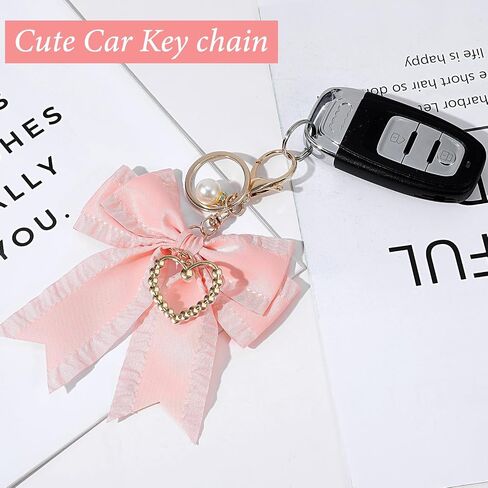 Bow Purse Keychain with Pearl Charm, Cute Bag Charm for Women Large Bow Keychain Backpack Charms Keychains in Saudi Arabia