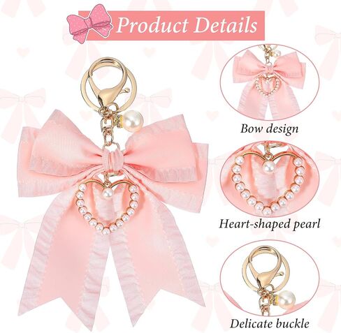 Bow Purse Keychain with Pearl Charm, Cute Bag Charm for Women Large Bow Keychain Backpack Charms Keychains in Saudi Arabia