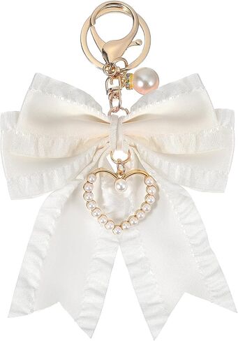 Bow Purse Keychain with Pearl Charm, Cute Bag Charm for Women Large Bow Keychain Backpack Charms Keychains in Saudi Arabia