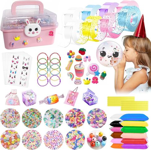 KAWAIZOO Nano Tape Bubble Kit for Kids with Bunny Box,Squishy Balloon Kit with DIY Clay and Slime Accessories,Nano Bubble Tape Kit,Nano Tape Bubbles in Saudi Arabia
