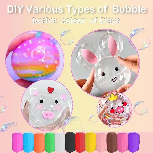 KAWAIZOO Nano Tape Bubble Kit for Kids with Bunny Box,Squishy Balloon Kit with DIY Clay and Slime Accessories,Nano Bubble Tape Kit,Nano Tape Bubbles in Saudi Arabia