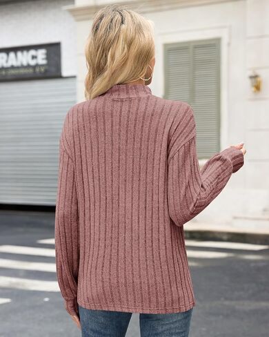 WNEEDU 2025 Women's Lightweight Mock Turtleneck Tunic Tops Long Sleeve Shirts - Comfortable Trendy Casual Shirts in Kuwait