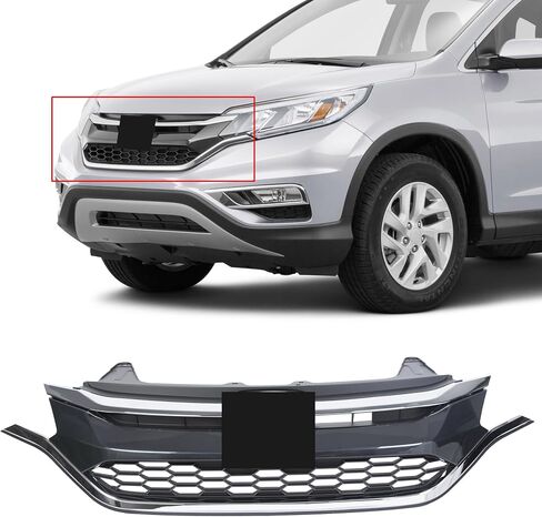 ECOTRIC Front Bumper Upper Trim & Lower Grille Grill Compatible with 2015 2016 Honda CRV CR-V Chrome in Saudi Arabia