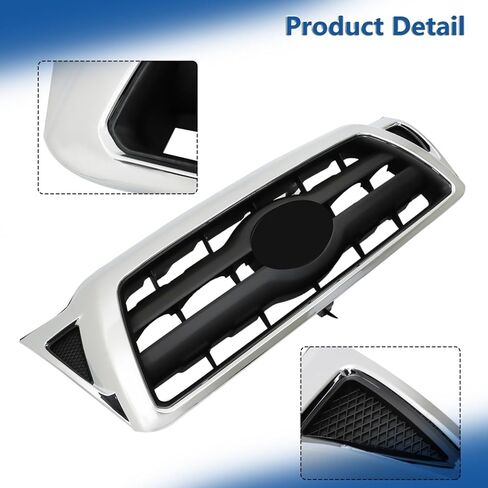 Front Bumper Hood Grille Upper Black with Chrome Molding Replacement for Toyota Tacoma 2005-2011 5310004360 in Saudi Arabia