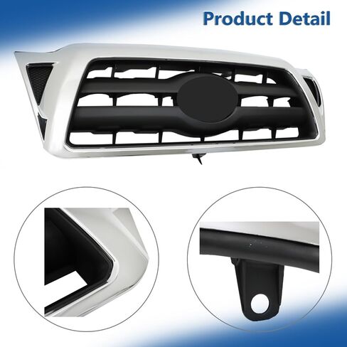Front Bumper Hood Grille Upper Black with Chrome Molding Replacement for Toyota Tacoma 2005-2011 5310004360 in Saudi Arabia