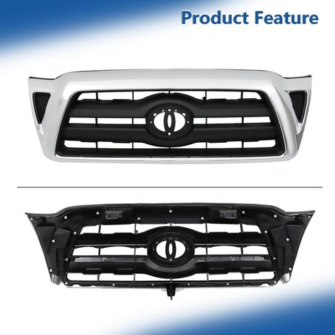 Front Bumper Hood Grille Upper Black with Chrome Molding Replacement for Toyota Tacoma 2005-2011 5310004360 in Saudi Arabia