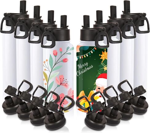 Volhoply 32 oz Insulated Water Bottles Bulk 4 Pack with Straw Lid & Spout Lid,Stainless Steel Sports Water Bottle,Double Wall Vacuum Thermos,Leakproof Wide Mouth Metal Flask for Hiking,Camping(Mix,4) in Saudi Arabia