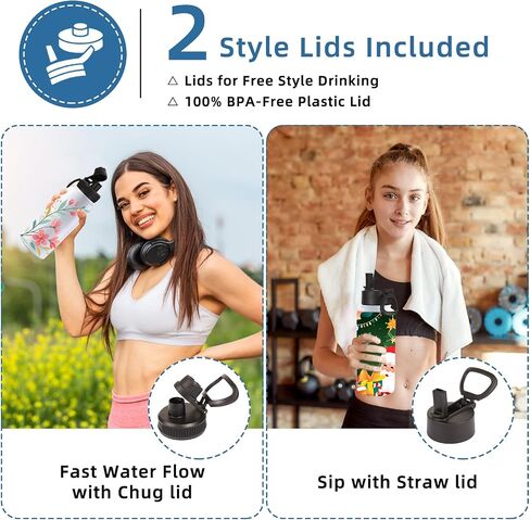 Volhoply 32 oz Insulated Water Bottles Bulk 4 Pack with Straw Lid & Spout Lid,Stainless Steel Sports Water Bottle,Double Wall Vacuum Thermos,Leakproof Wide Mouth Metal Flask for Hiking,Camping(Mix,4) in Saudi Arabia