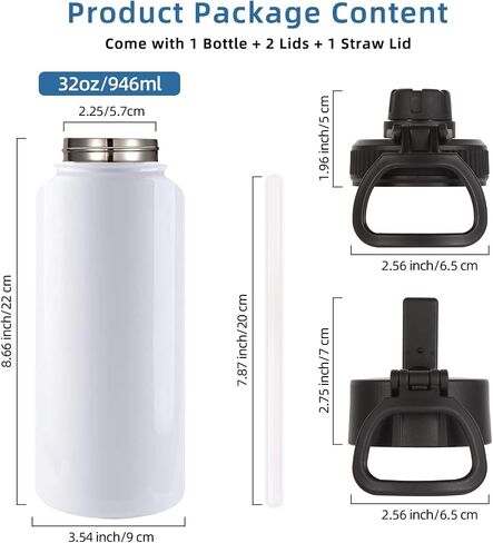 Volhoply 32 oz Insulated Water Bottles Bulk 4 Pack with Straw Lid & Spout Lid,Stainless Steel Sports Water Bottle,Double Wall Vacuum Thermos,Leakproof Wide Mouth Metal Flask for Hiking,Camping(Mix,4) in Saudi Arabia