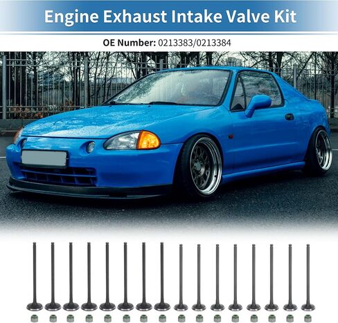 16pcs Engine Intake and Exhaust Valve Kit with Valve Seals for Honda Civic Del Sol 1.6L 1.7L 1992-2005 SOHC D16Z6 D17A1 A2 A6 in Saudi Arabia