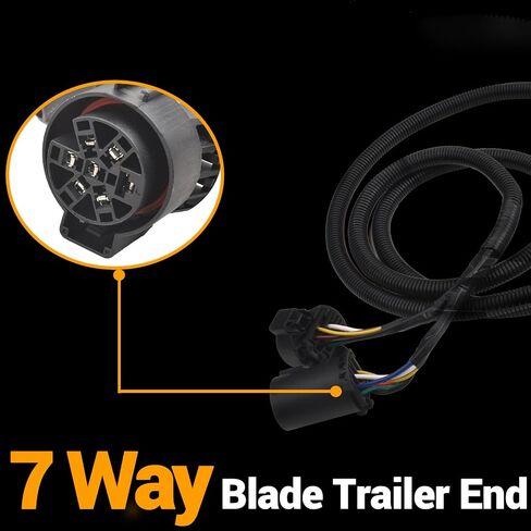 7-Foot 7-Pin Truck Bed Trailer Wiring Plug Harness Extension for Fifth-Wheel and gooseneck Trailers Compatible with Chevy/Dodge/Ford/GMC/Nissan/Toyota/Ram for gooseneck Trailers 56070 in Saudi Arabia
