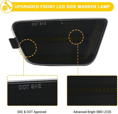 R&F Auto Smoked Lens LED Bumper Side Marker Light Replacement for Cruze 2011 2012 2013 2014 2015, for Cruze Limited 2016 Driver and Passenger Side Blinker Lamps Fender Turn Side Signal Lights in Saudi Arabia
