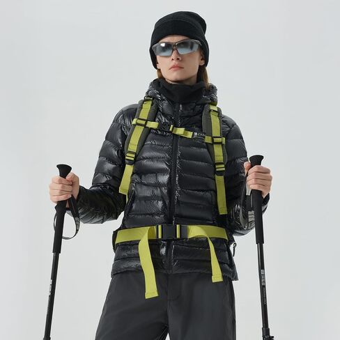 سترة Fitouch Skyline Puff Hoody النسائية القابلة للتعبئة من ريش الإوز، 700+ PF معطف طبقة أساسية منتفخة خفيف الوزن للغاية in Kuwait