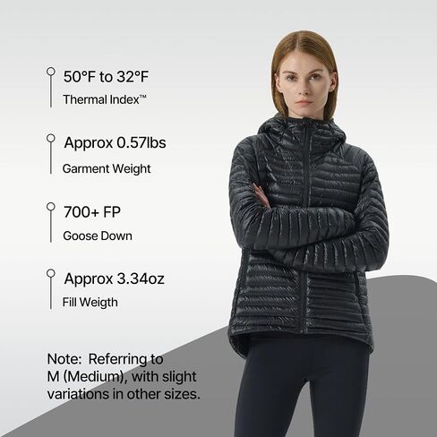 سترة Fitouch Skyline Puff Hoody النسائية القابلة للتعبئة من ريش الإوز، 700+ PF معطف طبقة أساسية منتفخة خفيف الوزن للغاية in Kuwait