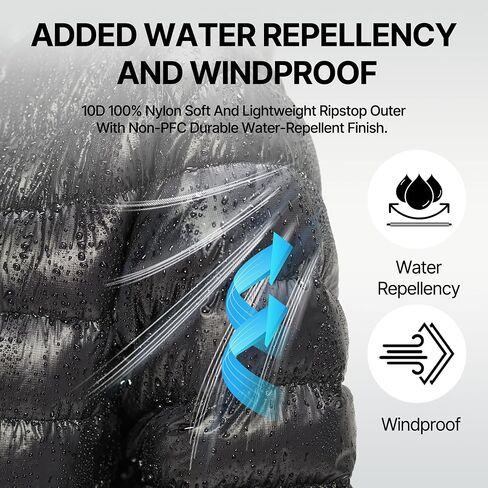 سترة Fitouch Skyline Puff Hoody النسائية القابلة للتعبئة من ريش الإوز، 700+ PF معطف طبقة أساسية منتفخة خفيف الوزن للغاية in Kuwait