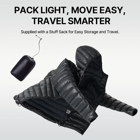 سترة Fitouch Skyline Puff Hoody النسائية القابلة للتعبئة من ريش الإوز، 700+ PF معطف طبقة أساسية منتفخة خفيف الوزن للغاية in Kuwait