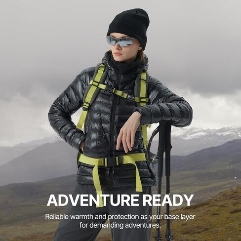 سترة Fitouch Skyline Puff Hoody النسائية القابلة للتعبئة من ريش الإوز، 700+ PF معطف طبقة أساسية منتفخة خفيف الوزن للغاية in Kuwait