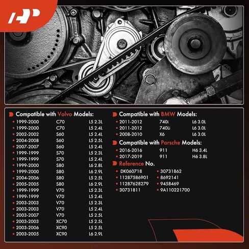 A-Premium Dual-Sided Serpentine Drive Belt Compatible with Volvo XC90 2003-2006, S60 2002 2004-2008, XC70 2003, S80 1999-2000 2004-2006, C70 & BMW 740i, 740Li, X6 & Porsche 911, 71.8 inch in Saudi Arabia